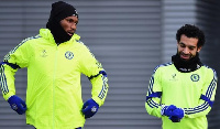 Drogba (left) and Salah during their days at Chelsea