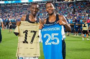 Harrison Afful and Chelsea player Raheem Starling