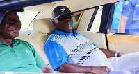 Otumfuo and Okyenhene riding in the Rolls-Royce Phantom in Kumasi on Saturday