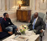 President Nana Addo Dankwa Akufo-Addo interacting with Jordan Ayew