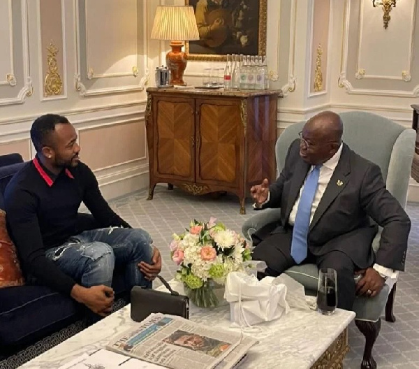 President Nana Addo Dankwa Akufo-Addo interacting with Jordan Ayew