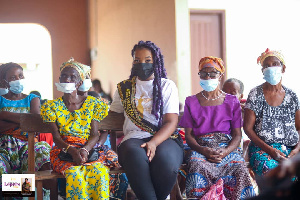 Gracia Helarie Fraikue with some of the women