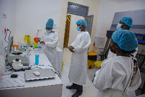 Training of lab technicians at the PCR lab in the Asutifi North District