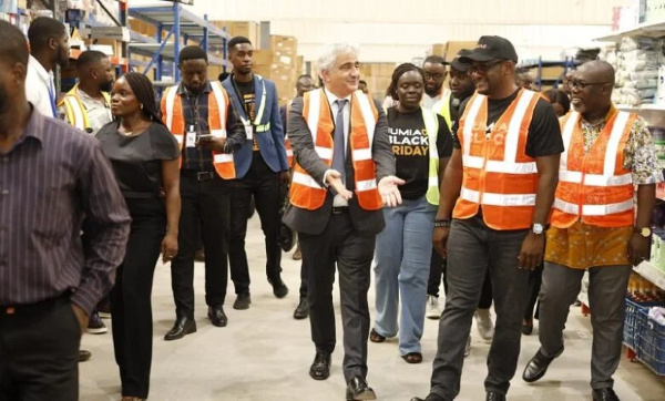 Officials of Jumia touring the new warehouse