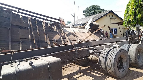 The truck that crashed into the police headquarters