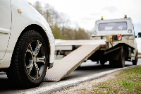 A towing vehicle at work