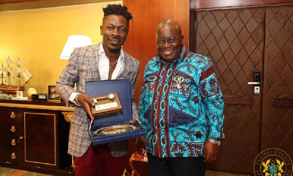 Shatta Wale poses with President Akufo-Addo