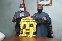 Dr. Bawumia displays a Black Stars jersey with GFA President, Kurt Okraku