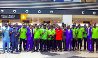 Dream FC players and management departing Ghana to Egypt