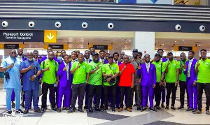 Dream FC players and management departing Ghana to Egypt