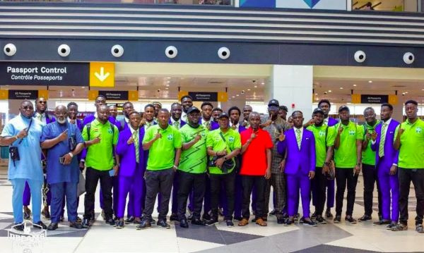 Dream FC players and management departing Ghana to Egypt