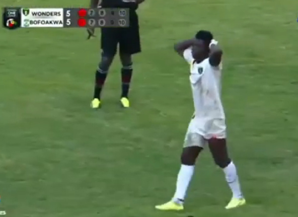 Eleven Wonders player, Osman Zakaria after missing the penalty