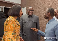 EC Chair Jean Mensa in a conversation with NDC Chair and General Secretary Ofosu-Ampofo and Asiedu N