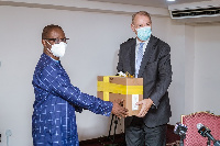 Ron Strikker making the presentation to the Ghana Health Service