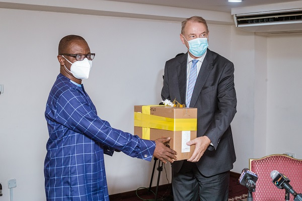 Ron Strikker making the presentation to the Ghana Health Service