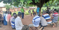 NCCE officials enaging community members of Nkonya-Adenkensu