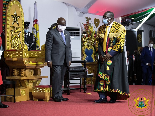 Akufo-Addo and Bagbin during his swearing-in in January 2021