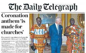 The paper used a photo of King Charles III with Otumfuo and Lady Julia