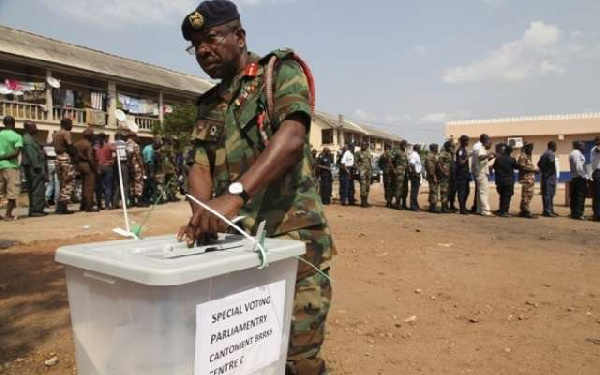 File photo of a soldier casting his ballot during a special voting exercise