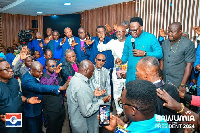 Dr. Mahamudu Bawumia surrounded by the clergy