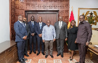 Officials of the bank with President Akufo-Addo and Charles Adu Boahen