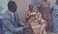 Dr Adutwum chats with his former teacher Teacher Dapaah