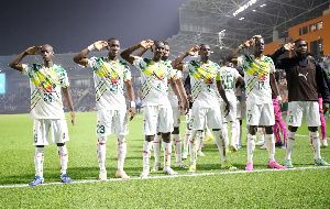 Mali celebrating their victory over Burkina Faco