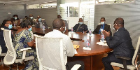 The delegation from Gambia with the Vice-Chancellor of University of Ghana, Prof. Ebenezer Oduro