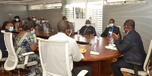 The delegation from Gambia with the Vice-Chancellor of University of Ghana, Prof. Ebenezer Oduro