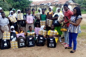 The items included; school uniforms, school bags, sanitary pads and mathematical sets