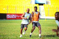 Black Stars Captain, Andre Dede Ayew trains with his teammates