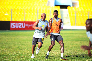 Black Stars Captain, Andre Dede Ayew trains with his teammates