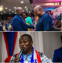 A collage of Dr. Mahamadu Bawumia, former president John Dramani Mahama and the author