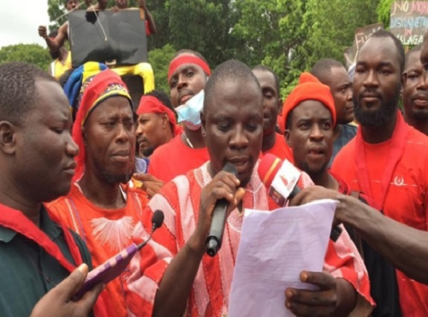 Convenor of the concerned groups in Salaga, Anyars Ibrahim reading the petition