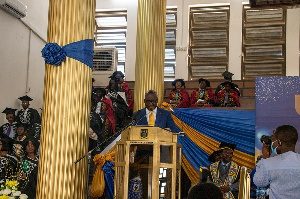 Nana Dwemoh Benneh, CEO of the Universal Merchant Bank delivering his address