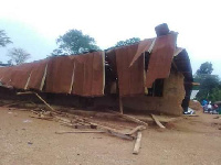 The collapsed classroom block in the Oti region