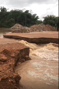 Initial condition of the road after heavy downpours