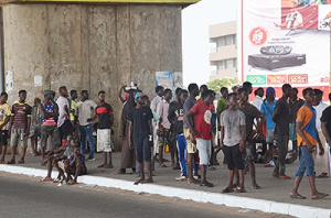 People had queued to benefit of the food that was being shared