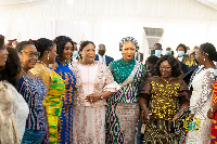 A group photo of some female dignitaries who were present at Tuesday's SONA