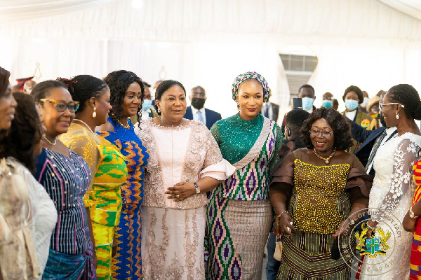 A group photo of some female dignitaries who were present at Tuesday's SONA