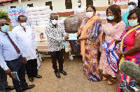 First Lady, Rebecca Akufo-Addo presenting the items to the University of Ghana Hospital