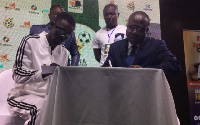 Zylofon Boss Nana Appiah Mensah signs the GFA deal with Kwasi Nyantakyi