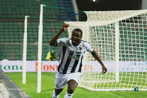 Bright Addae celebrates after scoring