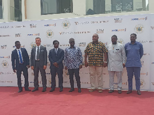 Minister Works and Housing (middle) with dignitaries during the launch