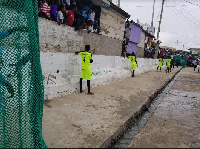 Hundreds of people are treated to good football to stop open defecation in the area