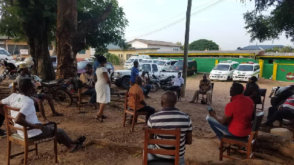 Personnel from the Volta Regional Environmental Health Department speaking to the Association