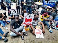 Some of the protesters in front of the 37 Military Hospital