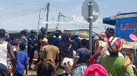 Some market women protesting against the locking of Bolga market