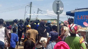 Some market women protesting against the locking of Bolga market