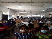 Students and teachers of the school seated during the launch